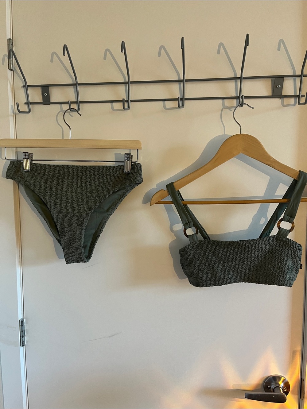 La Vie En Rose Olive Green Textured Bikini Top & Bottom Set